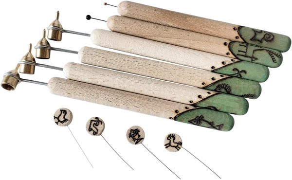Set of 6 tools for Ukrainian Easter eggs decorating, Kistka set decorated