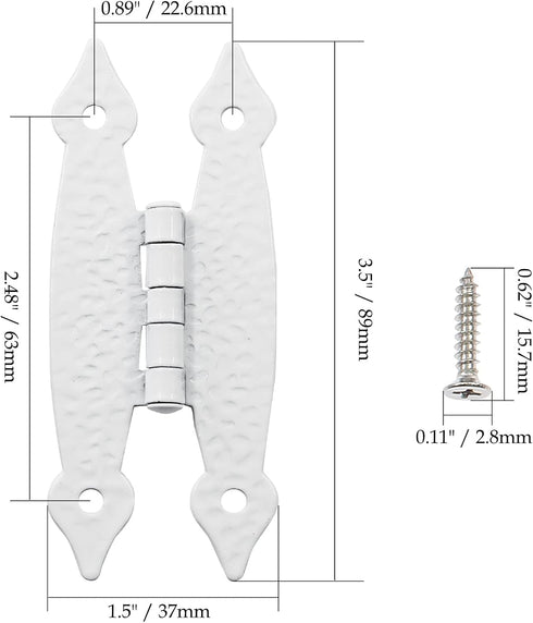 Rierdge 4 Pcs White Flush H-Hinges, Antique H-Shape Hinges for Cabinet Shutter Cupboard