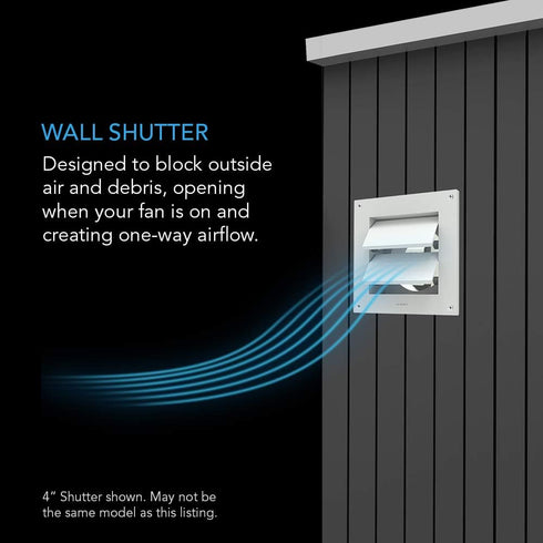 4 AC Infinity Wall Mount Duct Shutter, Outdoor Louver Gable Vent Hood for Home Attic Grow Tent HVAC Systems