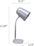 LD1075-SLV 15.28" Simple Designs Sleek Essentials Minimalist Metal Desk Task Lamp, for Office, Desk, Nightstand, Dorm