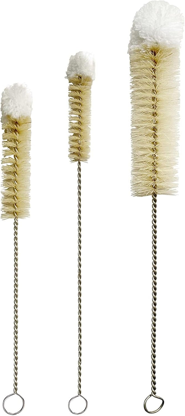 NewFerU Stainless Steel Soda Bottle Cleaning Brush Set in Natural Boar Bristle