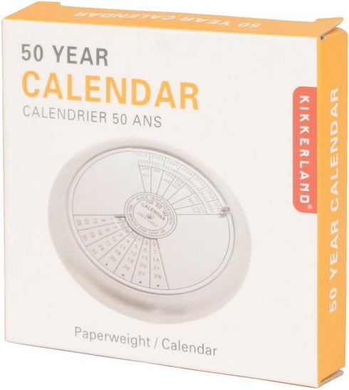 Kikkerland 50 Year Calendar Paperweight, Silver (CAL50)