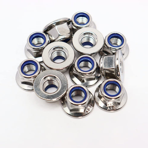 STORMCUBE M10x1.5mm DIN6926 12 Pack 304 Flange Nylon Lock Nuts Stainless Steel Hex Locknuts Full Thread for Industrial