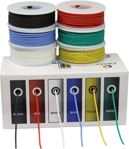 18 6 16.4 18 Hook up Wire Kit (Stranded Wire Kit) Gauge Flexible Silicone Rubber Electric Wire Colors feet Each AWG