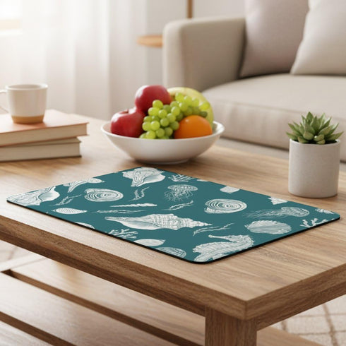 Generic 27. 6" X19. 7" Shell Conch Jellyfish Green Desk Mat Multifunctional Mouse Pad, Waterproof Office Decor Dual