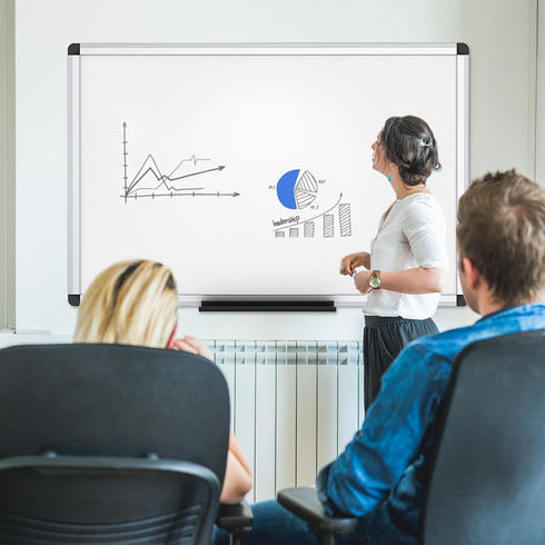 VIZ-PRO Magnetic Dry Erase Board, 24 x 18 Inches, Silver Frame Aluminium
