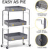 TOOLF 3-Tier Rolling Cart, Metal Utility Cart with Lockable Wheels, Easy Assembly for Office, Kitchen, and More