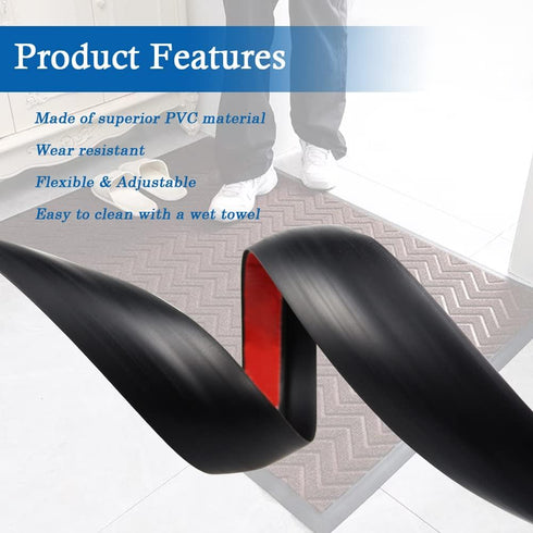 Floor Transition Strip, Self Adhesive PVC Edging Trim for Carpet & Flooring, 3.3Ft, Black
