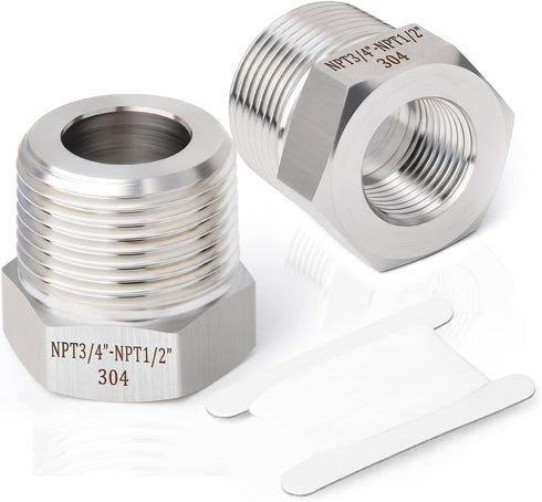 TAISHER 5PCS Forging of 304 Stainless Steel Reducer Hex Bushing, 3/4" Male NPT to 1/2" Female NPT, Reducing Forging