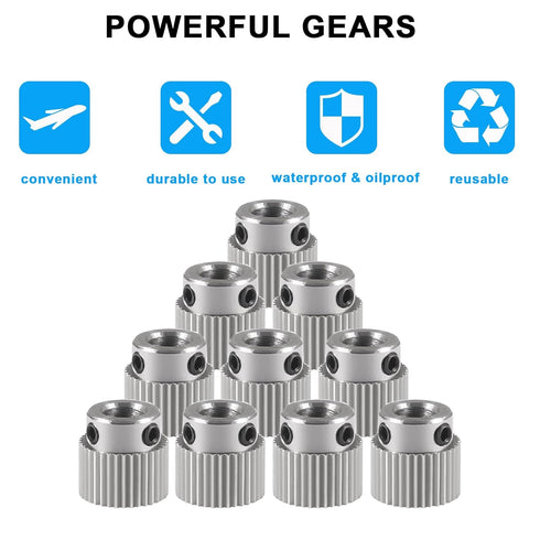 DIANN 10pcs 36 Teeth Extruder Drive Gear Wheel Stainless Steel Extruder Gear Compatible with 3D Printer Ender 3 V2/ Ender 3/ Ender 3 Pro/Ender 5/ CR-10/10S 20/20 Pro