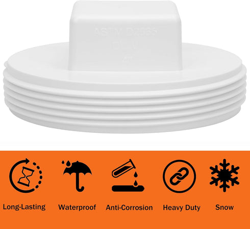 2Pack 4 Inch PVC Male Threaded Pipe End Cap, SCH40 PVC Pipe Male Thread Plug for Plumbing Water Line
