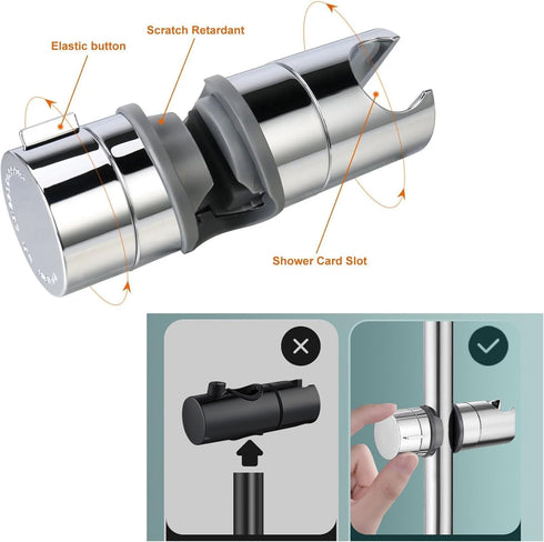 RecDec 360 Shower Head Holder with Slide Bar Clamp Mount Replacement Universal Rotation Adjustable Handheld Shower Wand