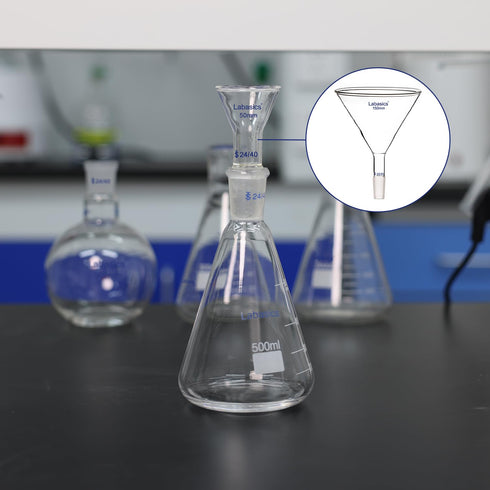 Glass Funnel Short Stem Powder Filter with 150 mm Top Outer Dimension and 24/40 Inner Joint