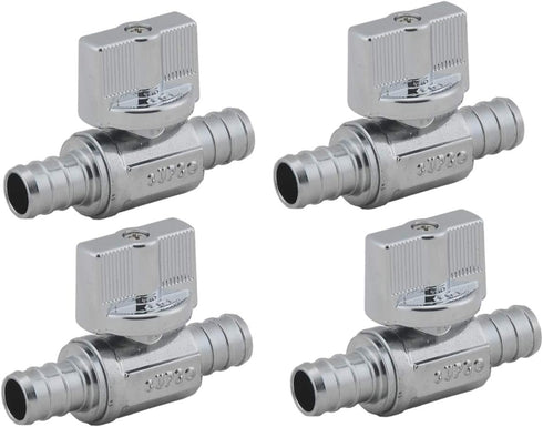 LD Valve, 1/4 Turn Pex Straight Toilet Stop Valve, 1/2-in PEX x 1/2-in PEX, Quarter Turn LF Brass Chrome Plated