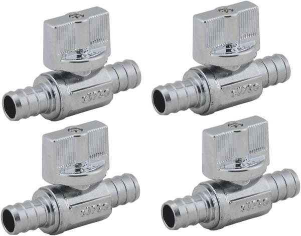LD Valve, 1/4 Turn Pex Straight Toilet Stop Valve, 1/2-in PEX x 1/2-in PEX, Quarter Turn LF Brass Chrome Plated