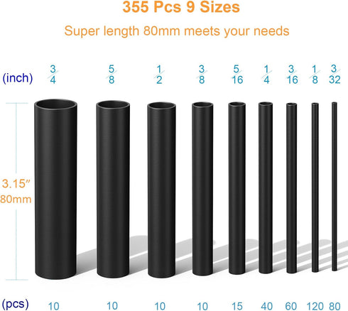 Heat Shrink Tubing Kit 355pcs - 3:1 Dual Wall Adhesive Lined Electrical Waterproof Industrial Tubing