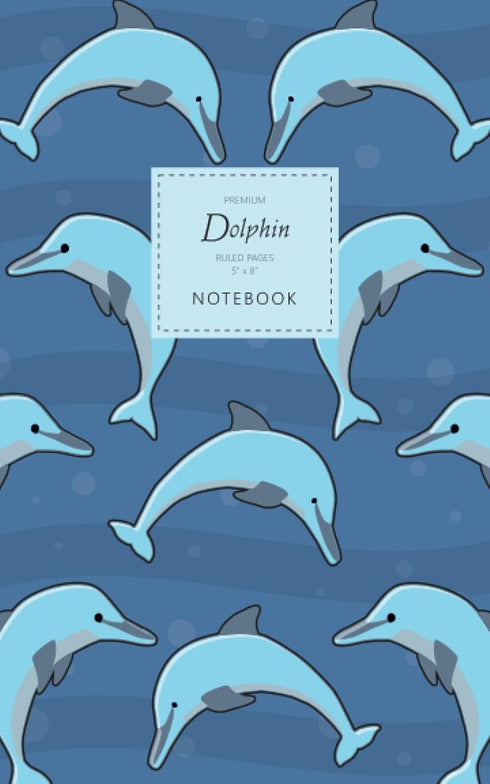 Dolphin Notebook - Premium: Fun Ruled Pages - 5x8 - Deep Ocean Edition with 96 Lined Pages