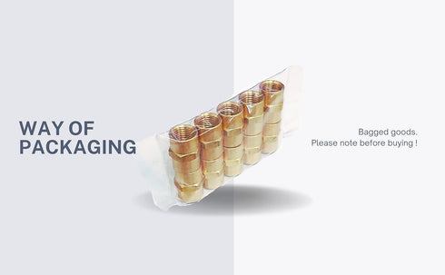 Brass Coupling 1/4 Inch NPT Female x 1/4 Inch NPT Female Hex Head Pipe Fitting, Pack of 10, Air Hose Adapter