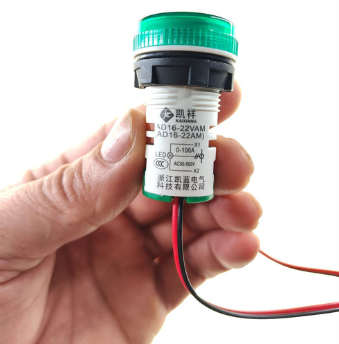 3pcs AC Current and Voltage Indicator with Two-Digit Display, 22mm Round Head LED Measuring Instrument
