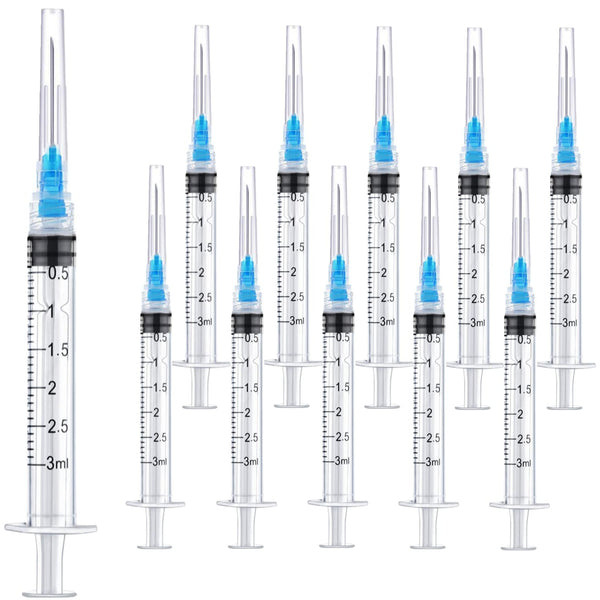 15 Pack 3ml 23Ga Plastic Syringe with Measurement for Scientific Labs, Disposable Individually Wrapped
