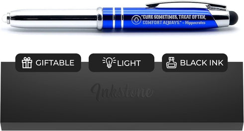 Medical Gift Pen with Inspirational Quote, "Cure Sometimes, Treat Often, Comfort Always" - Engraved Pen with Light &
