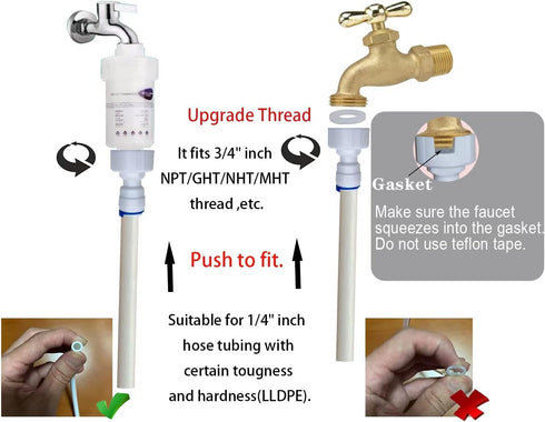 3/4" 1/4" .Pack 6 ESHIONG Hose Bib Quick Connect Adapter for Reverse Osmosis water filter,NSF Certified Female Thread