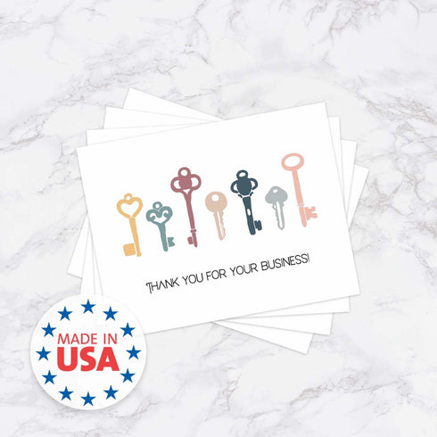 50 4 1/4" 5 1/2" SBLABELS House Key Thank You For Your Business Cards / Home Key Gratitude Note Cards With White