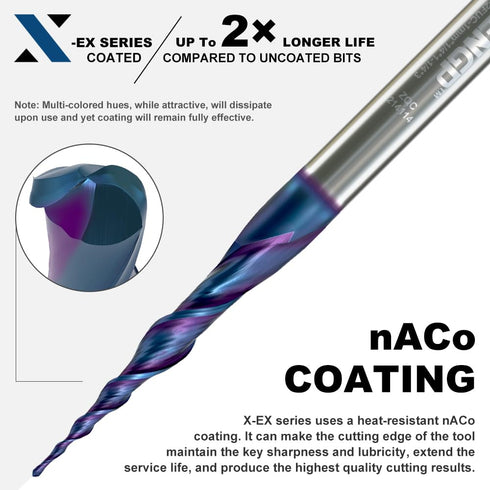 Spiral Tapered Ball Nose Router Bit for CNC: 4.82 Deg, 1 mm Tip Dia, 2 Flute, 1/4 inch Shank for Wood Carving