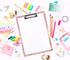 Cute Decorative Clipboard with Inspirational Quotes, Stay Positive Work Hard, 8.5" x 12.5", Art Rose Gold Glitter Black