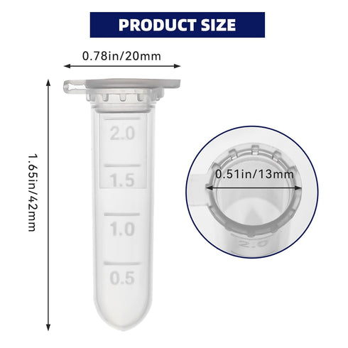 Microcentrifuge Tubes 2ml, AyinLab Polypropylene Plastic Tubes 500pcs, Lab Centrifuge Test Tubes with Leak-Proof Snap Caps and Clear Graduated Scale, Non-pyrogenic and DNase/RNase Free