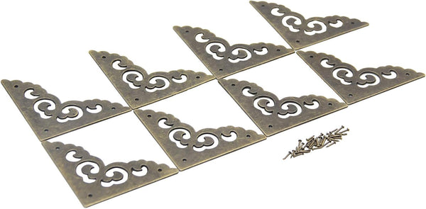 NIUQIUP 2.6x2.6 inch Vintage Corner Protectors (8 Pcs) Metal Box Corner Protector Corner