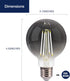 FLSNT Globe LED Edison Bulbs, 5000K Daylight, 4W (40W Equivalent), E26 Base, 300LM, Smoky Grey Glass, 6 Pack