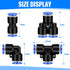 Push to Connect Fittings Air Line Fittings Kit, 60 Pieces Quick Release Pneumatic Connectors, Blue, 1/2 Inch OD