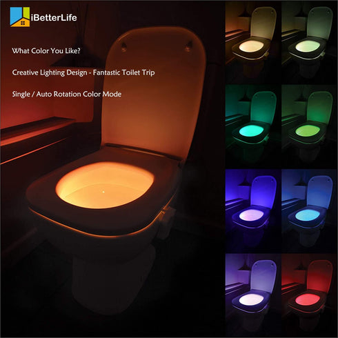 2Pack 8 Toilet Light Motion Sensor - The Original Color Changing LED Glow Bowl Inside Toilet Night Light for Bathroom