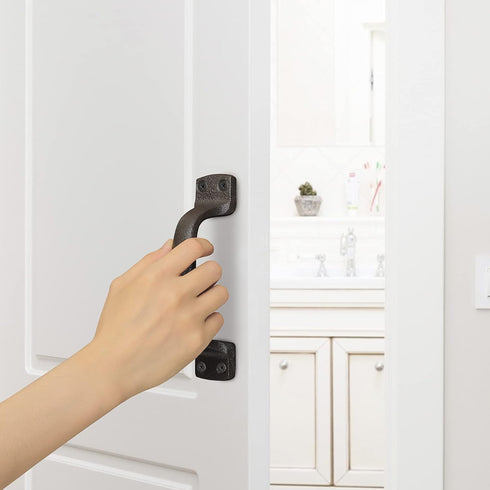 Heavy Solid Cast Iron Barn Door Pulls Handles, 7inch Metal Hardware for Sliding Gate, Drawer, Garage - Dark Brown 2 Pack