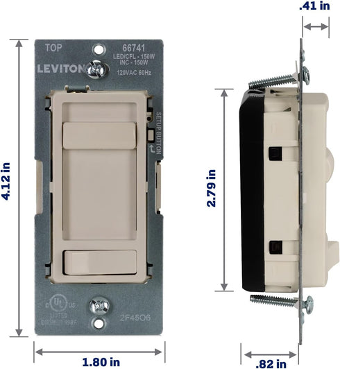Dimmer 150W Dimmable Bulbs 66741-T, Leviton SureSlide LED Advanced Switch for LED, Halogen and Incandescent