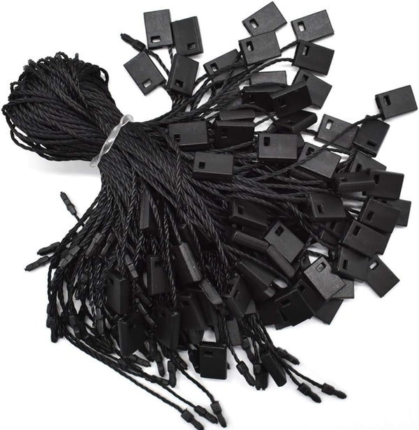 Hang Tag String Black 7" 1000Pcs Nylon Snap Lock Pin Loop Fastener Hook Ties for Easy Attachment