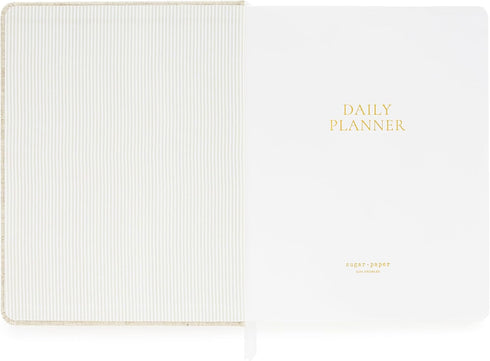 Sugar Paper Undated Daily Planner - Fabric Cover, 7 x 9 Inches Hardcover Weekly Planner (Flax)