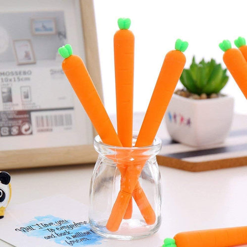 Kawaii Set of 3 Milk Carton Pencil Cases, Cosmetic Bag + 3 Carrot Gel Ink Pens