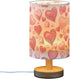 ALAZA Bedside Table Lamp for Bedroom Pink Love Hearts Nightstand LED Light Lamps with USB Port Linen Fabric Shade Table