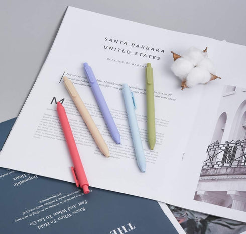 czxwyst Soft Touch Retractable Gel Ink Pens, 0.5mm Fine Point (Cute Colors 5-Pack)