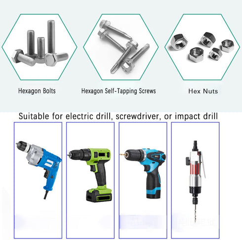 5/16'' Nut Driver Bit, Hex Magnetic Power 8mm 5/16 IN Socket Adapter for Power Tools - 10PCS