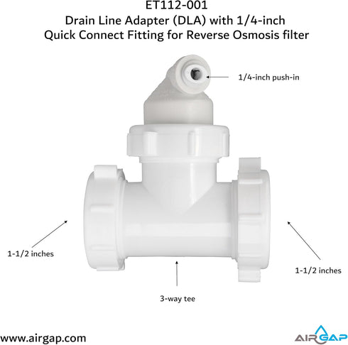 Drain Line Adapter (DLA) with 1/4-inch Quick Connect Fitting for Reverse Osmosis filter