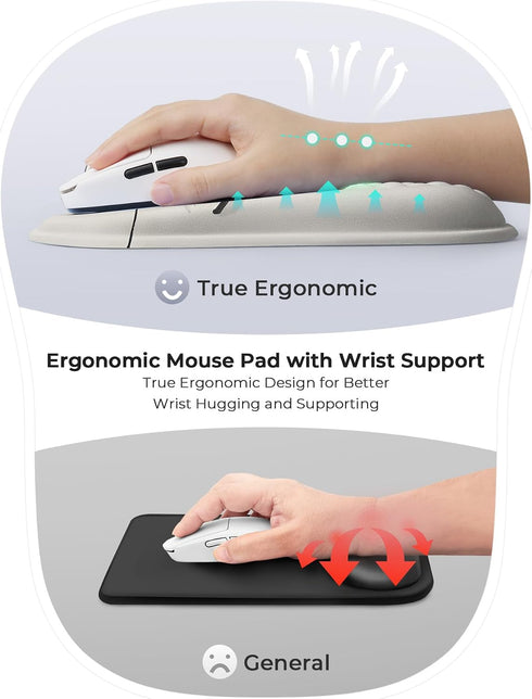 ORIENWEEDA 65% Ergonomic Mouse Pad with Cute Black Cat Design, for Carpal Tunnel Pain Relief, Usable Mouse Area, Memory