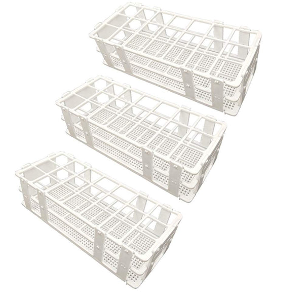 3 Packs Plastic Test Tube Rack, 21 Holes Holder for 30mm Test Tubes, White, Detachable