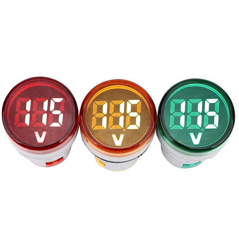 DROK AC 500V Voltage Meter, 3pcs AC 60-500V 110v 220v Voltage Monitor Digital Larger LED Screen Voltmeter Volt Detetor Green Red Yellow Signal Indicator Light Panel