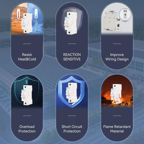 AC 1 Pole Miniature Circuit Breaker, 110V-240V 20Amp, Custom MCB Thermal Magnetic Trip for Solar AC System