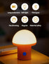 Sgohevn 3 LED Night Light for Bedroom - Cute Mushroom Mini Desk Lamp with Brightness Levels, USB Rechargeable