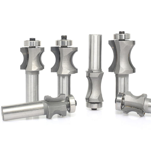 6Pcs Set 1/2" 5/16",3/8",1/2",5/8",3/4",7/8" Akylin's Convex Edge Oval Router Bit Shank, Shallow Bullnose at at