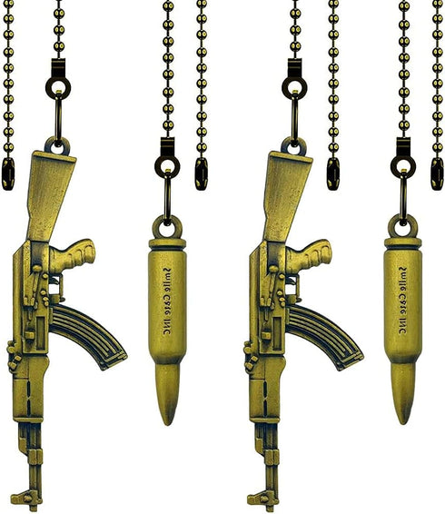 4 Pcs Bronze Ceiling Fan Pull Chains Extension Gun Shaped Pendant,14 Inch
